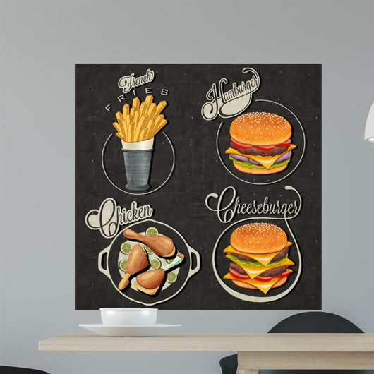 Retro vintage style fast food designs.