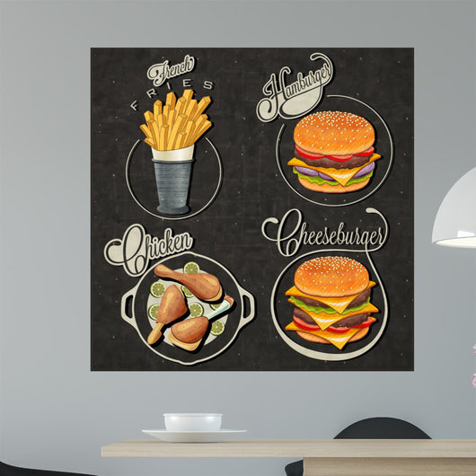 Retro vintage style fast food designs.