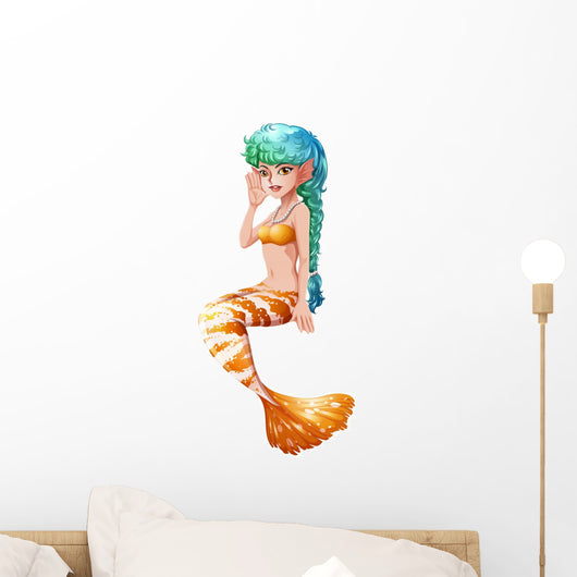 A mermaid with a stripe-colored tail Wall Decal