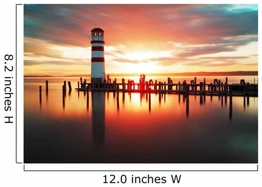 Beach sunrise with lighthouse
