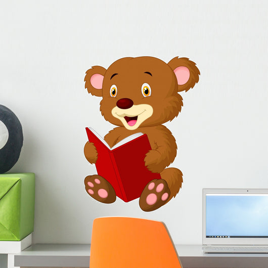 Cute bear reading Wall Decal