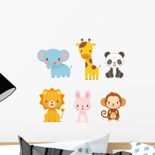 Sweet Zoo Animals Wall Decal Sticker Set Wall Decal