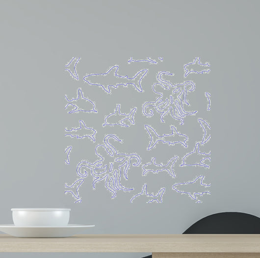 Shark and Octopus Seamless Wall Decal