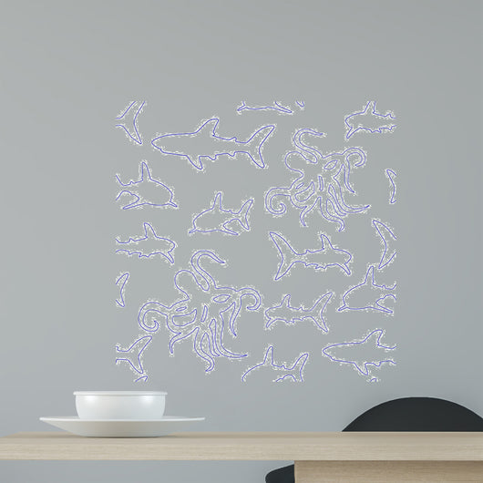 Shark and Octopus Seamless Wall Decal