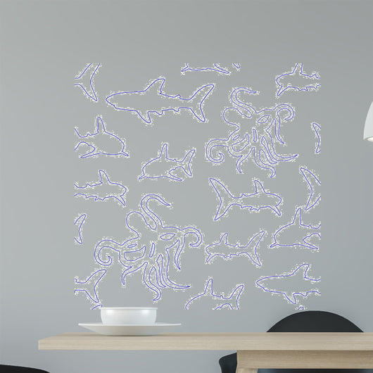 Shark and Octopus Seamless Wall Decal