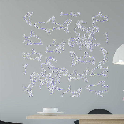 Shark and Octopus Seamless Wall Decal