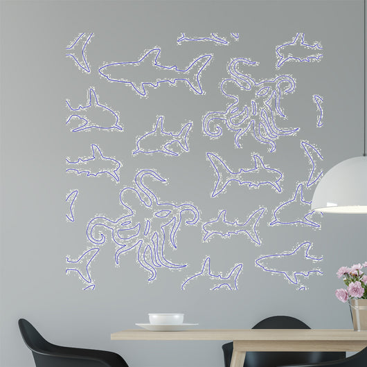 Shark and Octopus Seamless Wall Decal