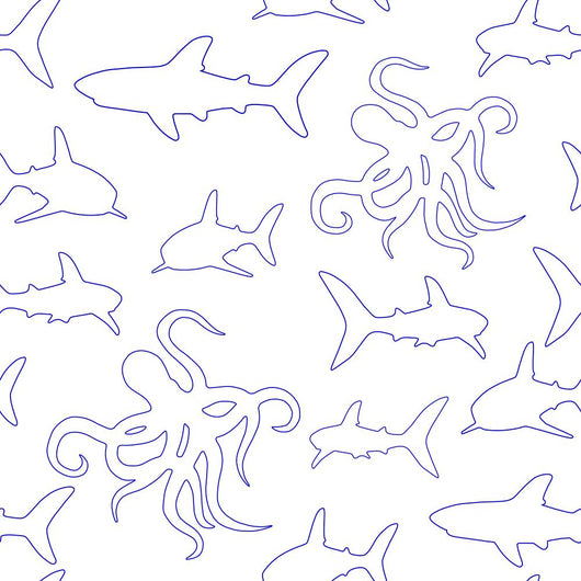 Shark and Octopus Seamless Wall Decal