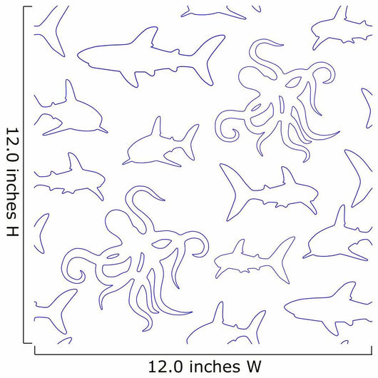 Shark and Octopus Seamless Wall Decal