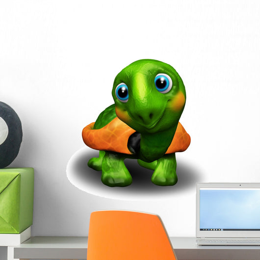 Green Turtle Baby 3D Wall Decal