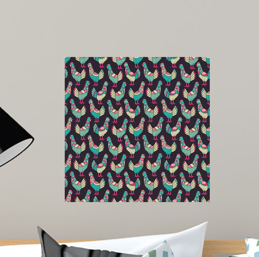 Chickens Seamless Pattern Wall Decal