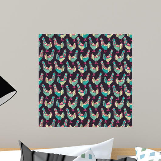 Chickens Seamless Pattern Wall Decal