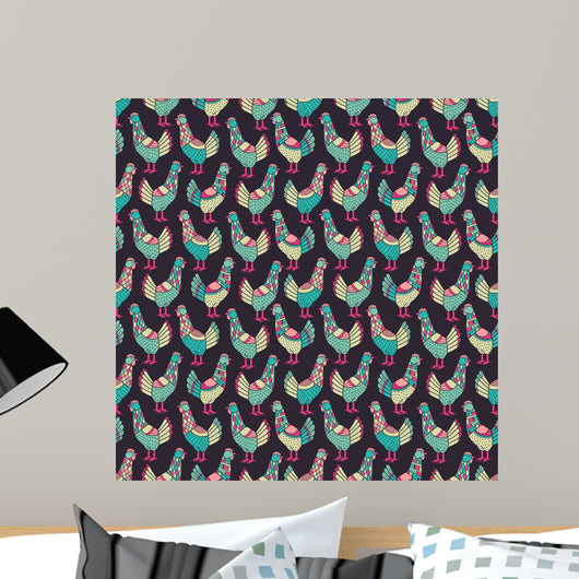 Chickens Seamless Pattern Wall Decal