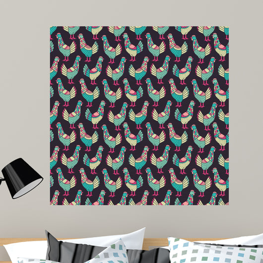 Chickens Seamless Pattern Wall Decal