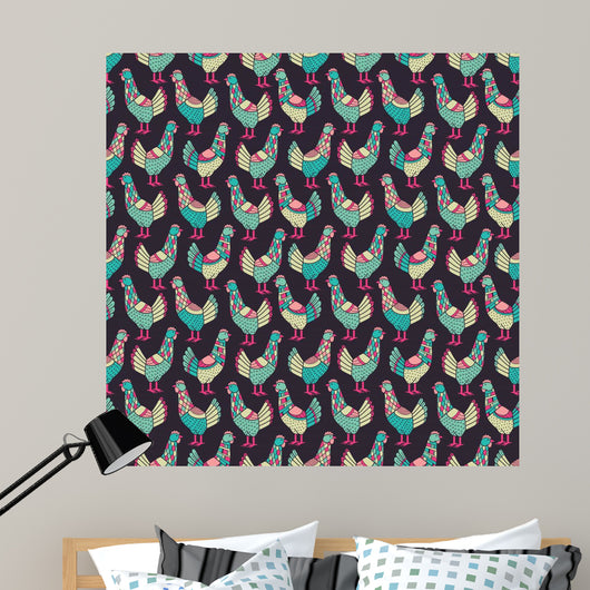 Chickens Seamless Pattern Wall Decal