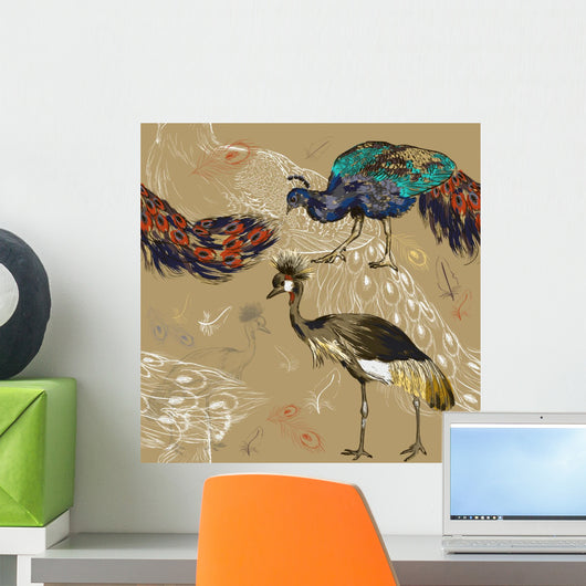 Seamless Pattern with Peacock Wall Decal