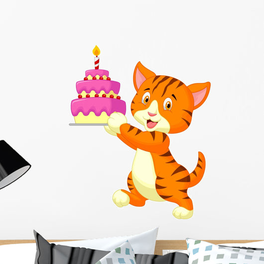 Birthday Cat Wall Decal