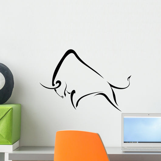 Silhouette strong wild bull. Wall Decal
