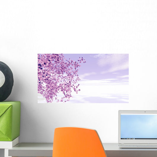 Spring scene. Blossoming cherry trees Wall Mural