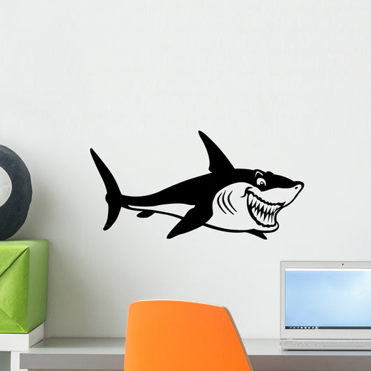 Cartoon Shark Black White