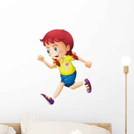 A young lady running Wall Decal