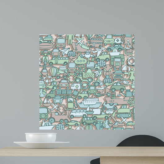 Transportation seamless pattern Wall Mural