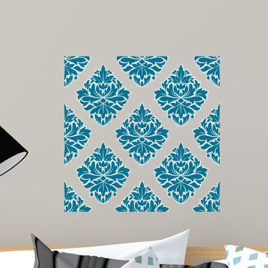 Ornate Blue Damask Style Wall Decal