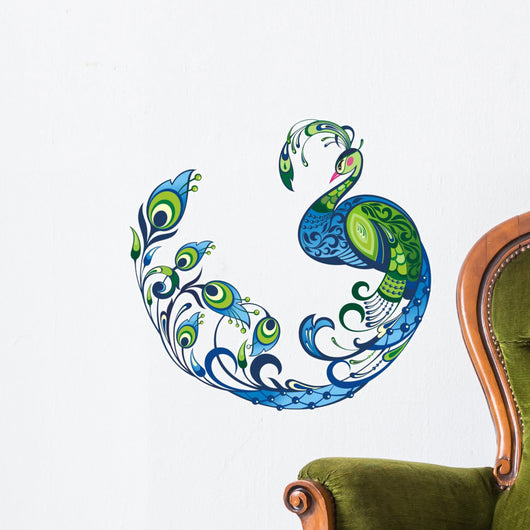 Peacock.Vector bird Wall Decal