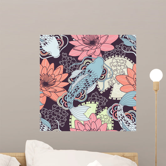 Chinese Carps Seamless Pattern Wall Decal Design 2