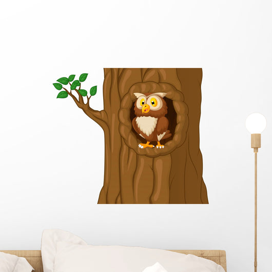 Cartoon Owl Tree Wall Decal