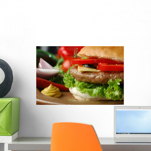 Closeup picture of a hamburger Wall Mural
