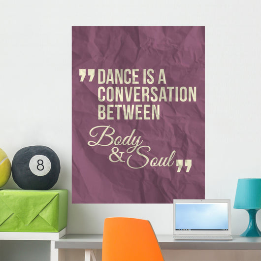 "Dance is a conversation..." quote on crumpled paper background