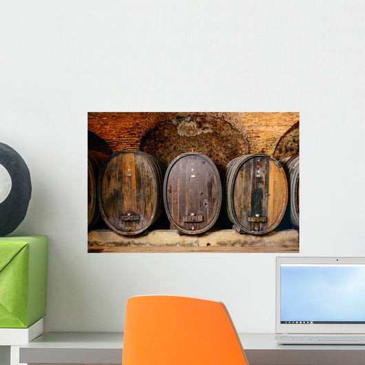 Old Wine Cellar With Barrels