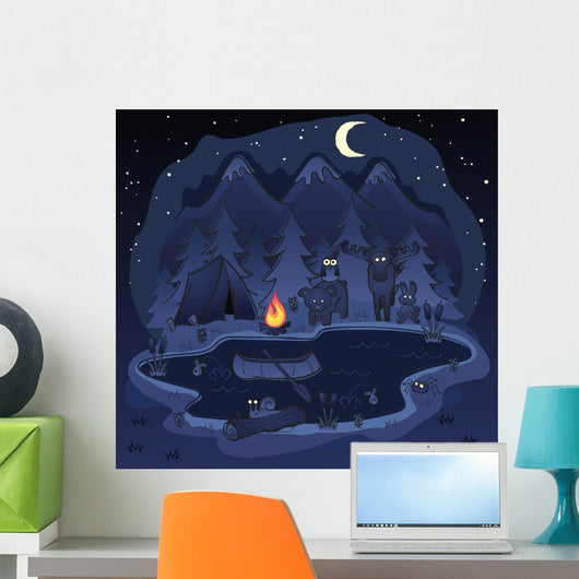 Camping At Night with Animal Friends