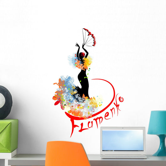 Flamenco dancer with fan Wall Decal