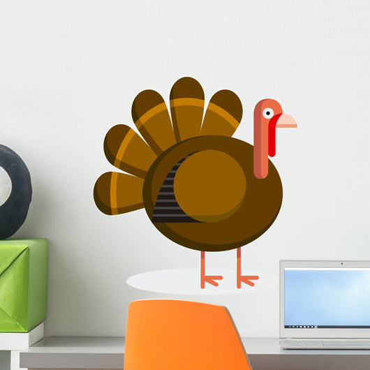 Cute Cartoon Turkey Isolated On White Background Wall Decal
