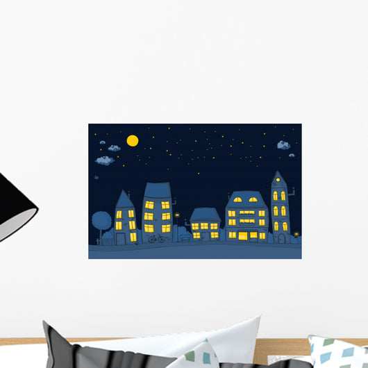 Cartoon street at night