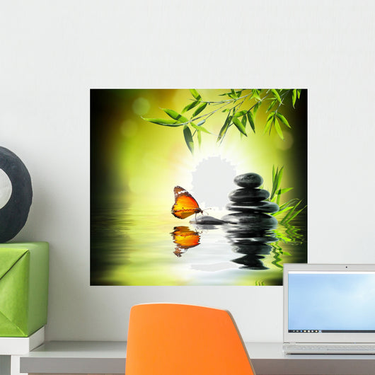 exclusive delicate concept - butterfly on water in garden