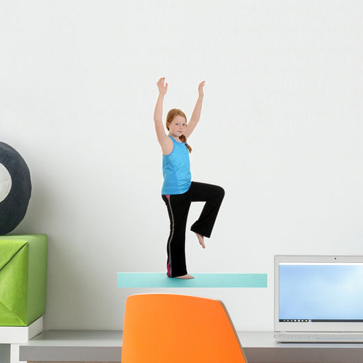 Little Red Hair Girl Doing Gymnastics Wall Decal