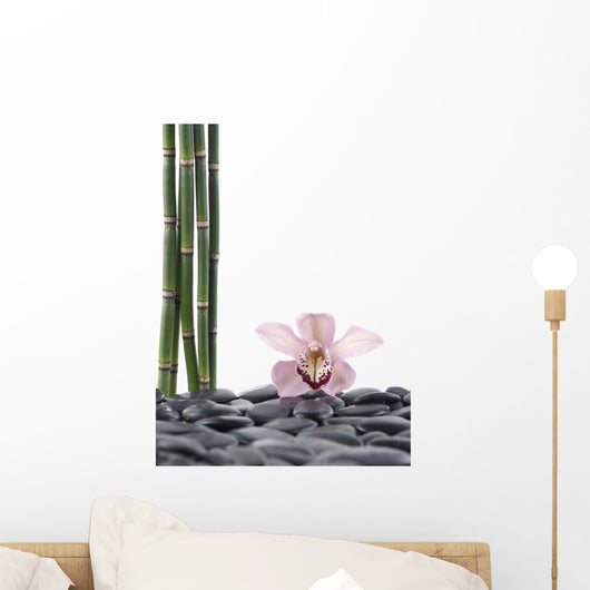 Spa Concept-pink Orchid and Bamboo Grove Wall Decal