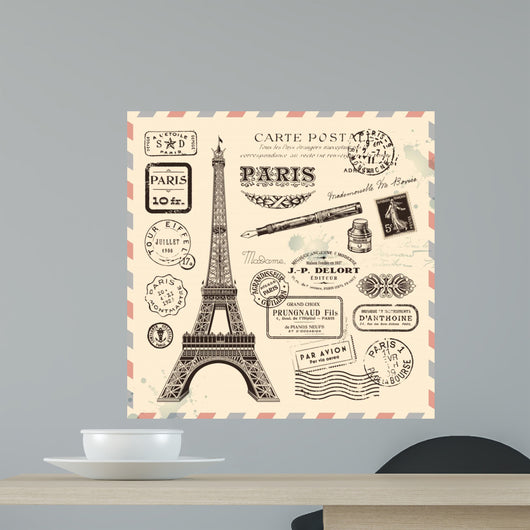 Paris postage design elements