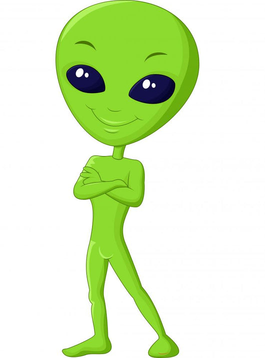 Cute green alien cartoon Wall Decal