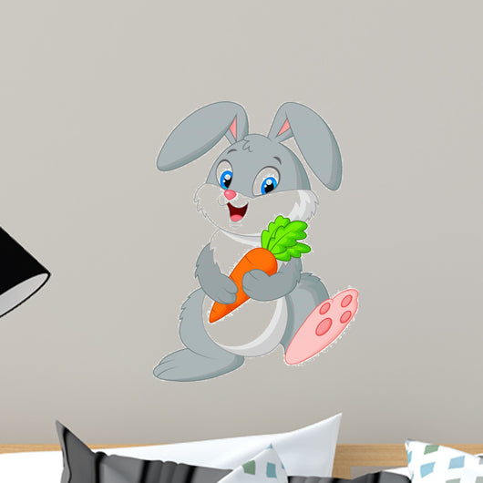 Happy Rabbit Holding Carrot
