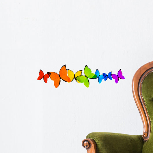 Rainbow butterflies border for Your design Wall Decal