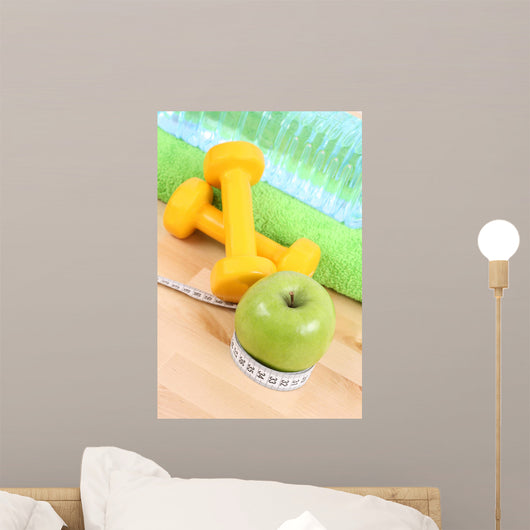 Dumbbells Towel and Green Apple Wall Mural