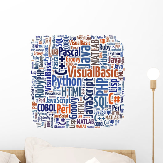 Word cloud programming languages or IT related Wall Decal