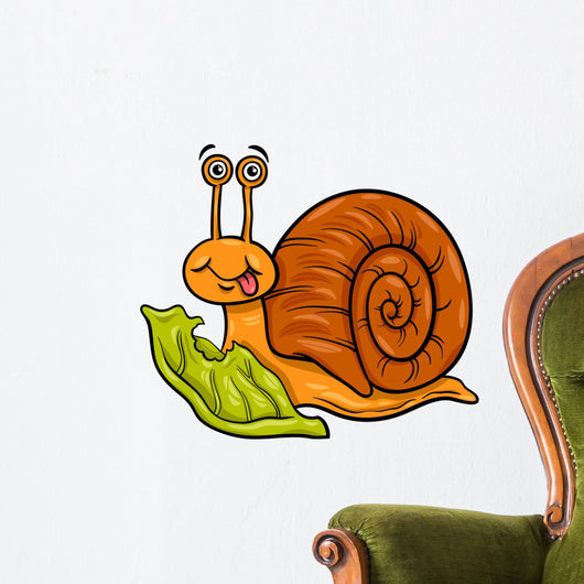 snail and lettuce cartoon illustration Wall Decal