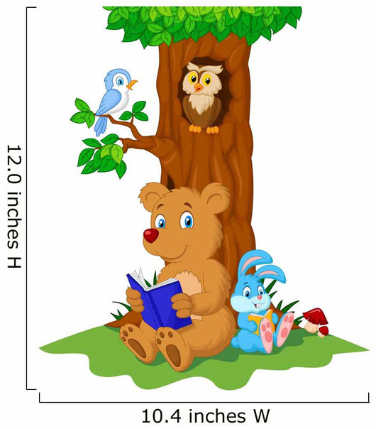 Cute animals reading book Wall Decal