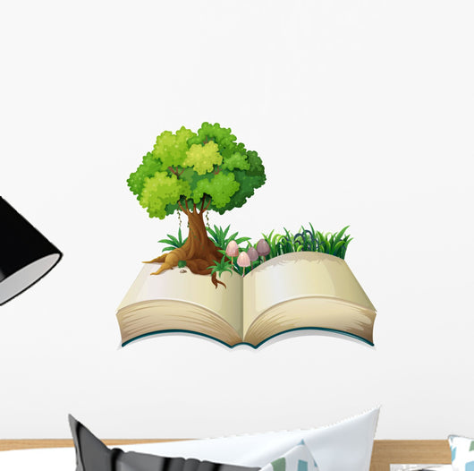 An open book with a tree Wall Decal