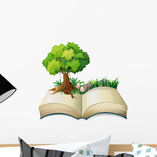 An open book with a tree Wall Decal